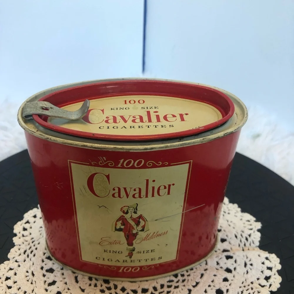 Cavalier King Size Cigarette Tin With Cigarette Tax Stamps